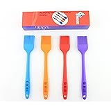 GLOUE Silicone Pastry Brushes Set - Silicone Grill Barbecue Brush - 4-piece 450oF Heat - Ergonomic Easy-to-Clean Seamless One-Piece Design - Nonstick - Dishwasher Safe - Solid Stainless Steel