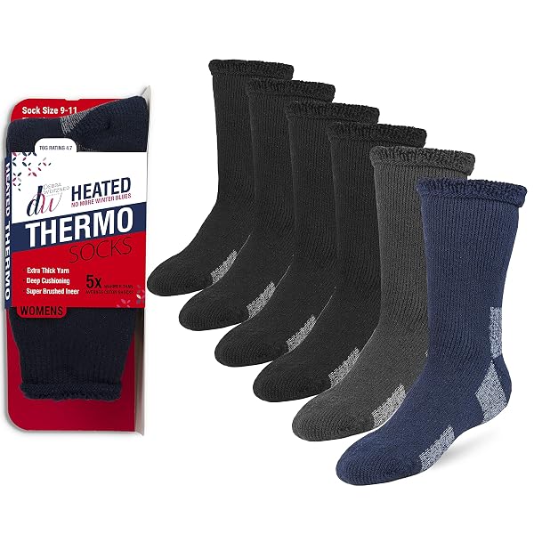 DEBRA WEITZNER THERMAL SOCKS FOR MEN WOMEN WARM SOCKS 4/6 PAIRS CREW WINTER THICK BOOT SOCKS
