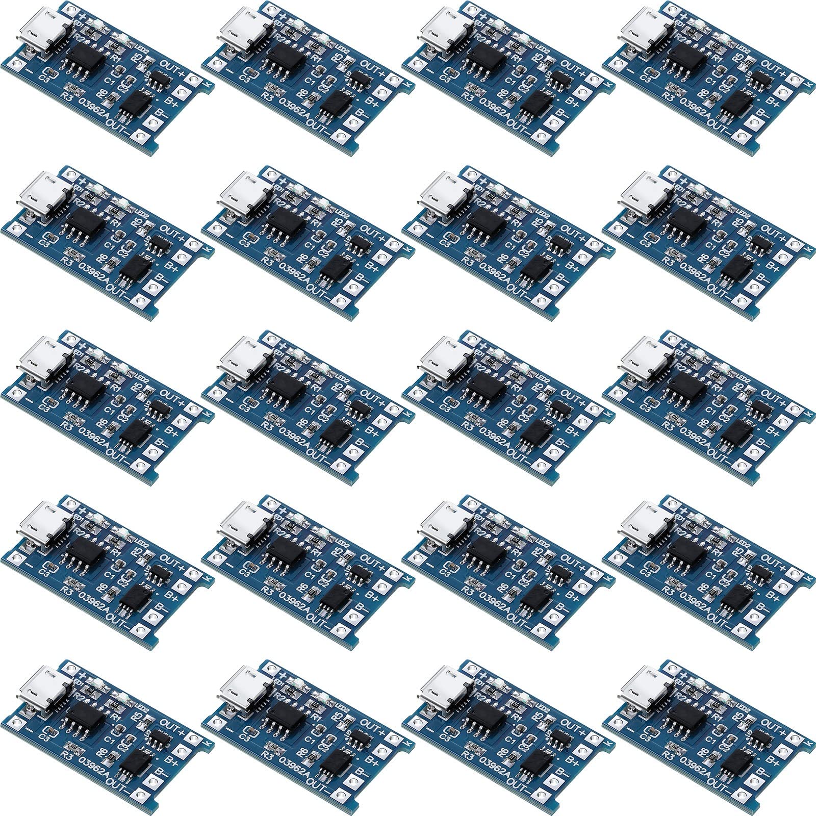 20 Pieces Charging Module Battery Charging Board with Battery Protection BMS 5V Micro USB 1A 186 50 Charge Module