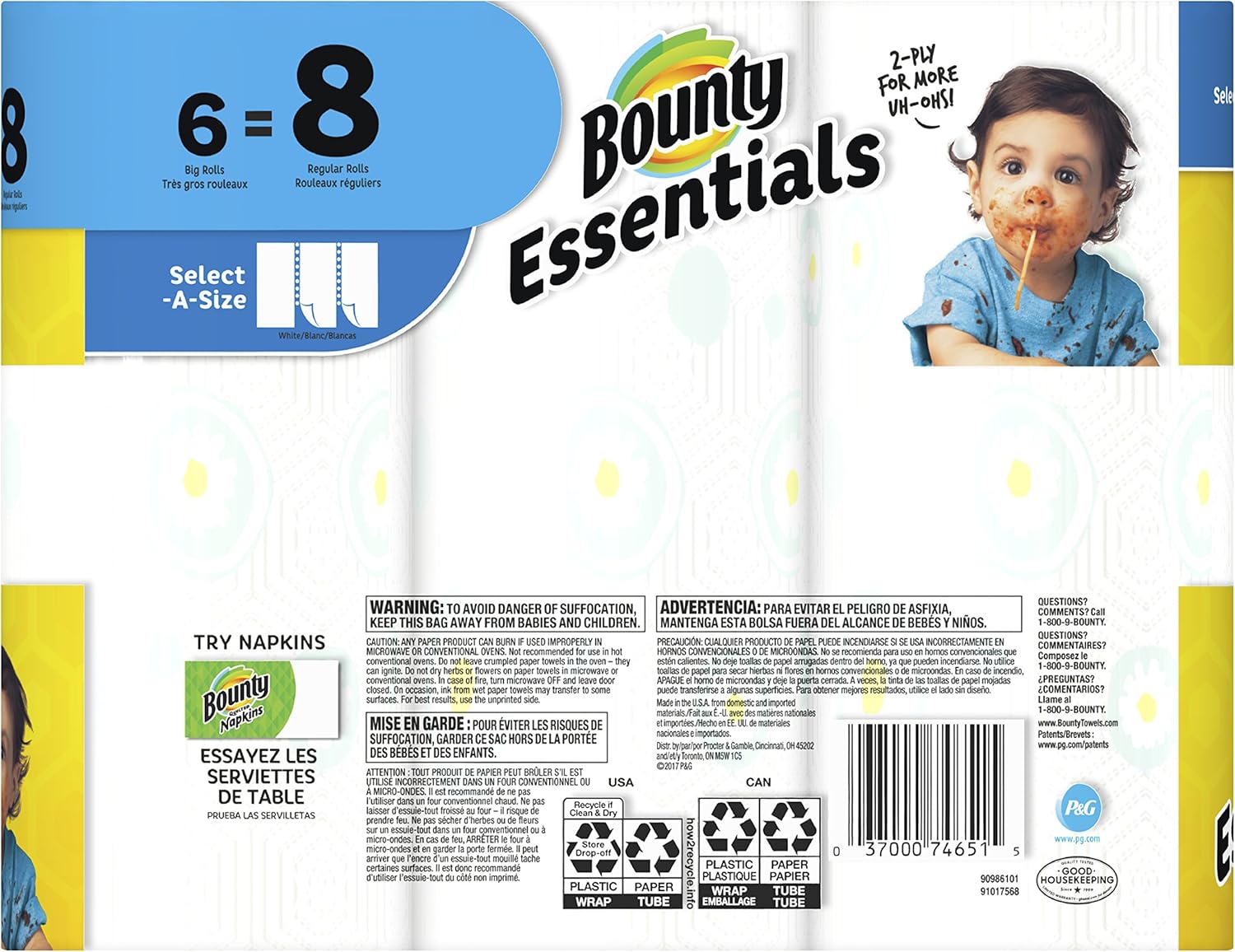 Bounty Essentials Papierhandtuch Handtucher Select A Size 11 In X 5 7 8in Weiss 83 Blatt Pro Rolle 6 Rollen Stuck Karton Amazon De Burobedarf Schreibwaren