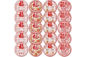 RUIZHUO 20Pcs Chinese New Year Decorations Window Stickers, 2025 Year of The Snake Red Lunar Clings Blessing FU Characters Removable Adhesive Art PVC Decals Party Supply Spring Festival Home Restaurant Store