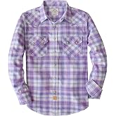 Dubinik&reg; 6.3oz Flannel Shirt for Men Western Long Sleeve Cotton Snap Cowboy | 100% Cotton, Soft, Plaid Design, Vintage, Casual, 2 Chest Pockets, Lightweight, Warm, Durable, for Daily Wear, Work, Outdoor