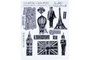 Stampers Anonymous Tim Holtz Cling Rubber Stamp Set, 7 by 8.5-Inch, Paris to London