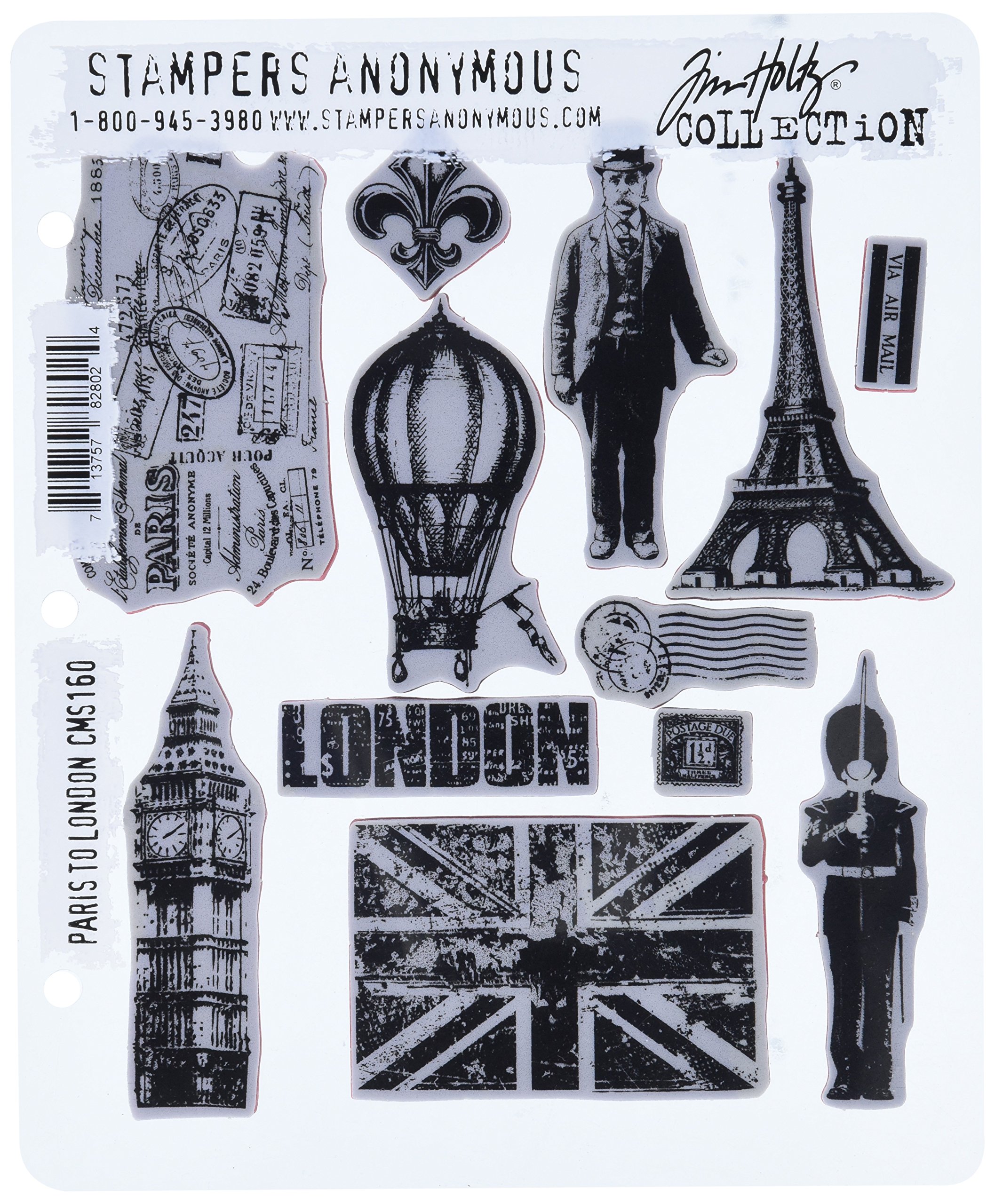 Stampers Anonymous Tim Holtz Cling Mounted Stamp Sets Paris To London Rubber Stamp