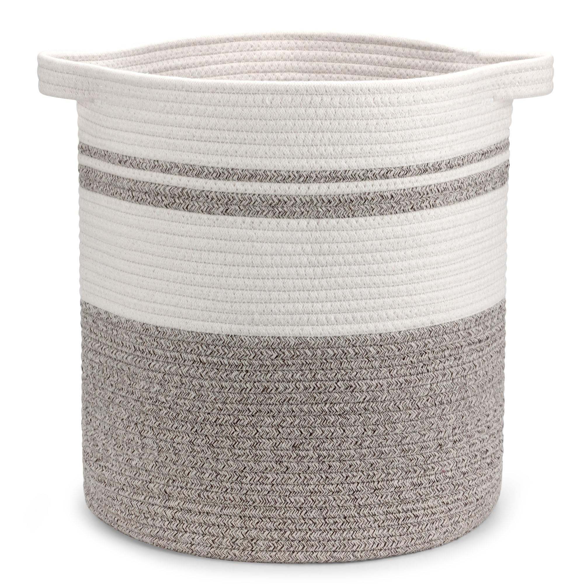 Goodheim Foldable Laundry Basket, Laundry Hamper - Laundry Baskets, Braided Baskets, Large & XL, White, Brown, Cotton Basket - Large Storage Basket (Brown, 55L)