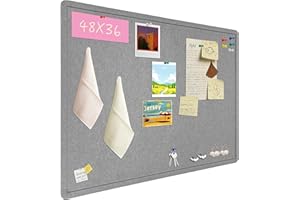 PTPDgPg Large Bulletin Board - 48 x 36 in | Large Felt pin Boards for Decorating Walls | Foldable Photo Display with Sticky T