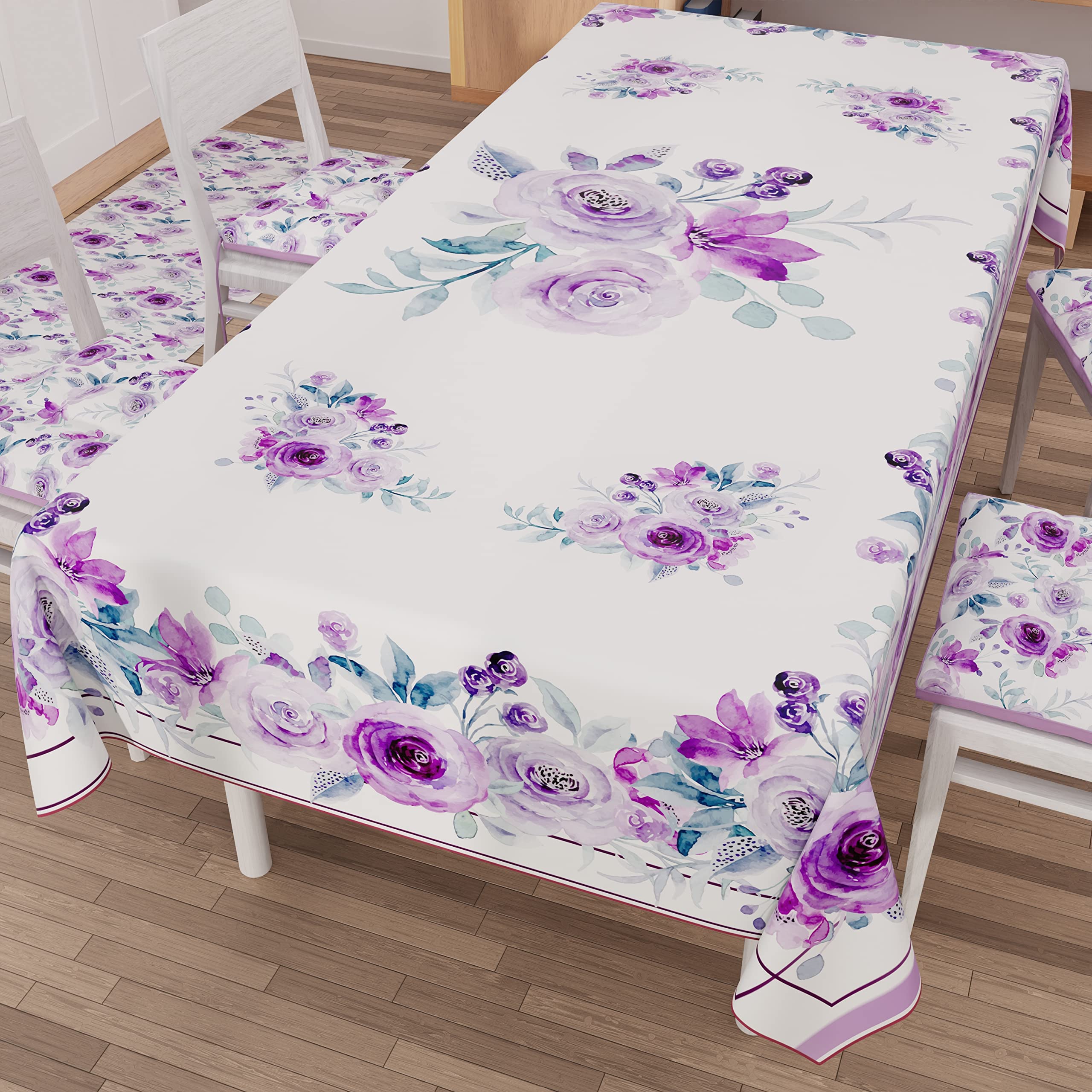 PETTI Artigiani Italiani - Stain Resistant Rectangular Tablecloth Kitchen Floral Design 02 x 12 Seater (140 x 240 cm) 100% Made in Italy