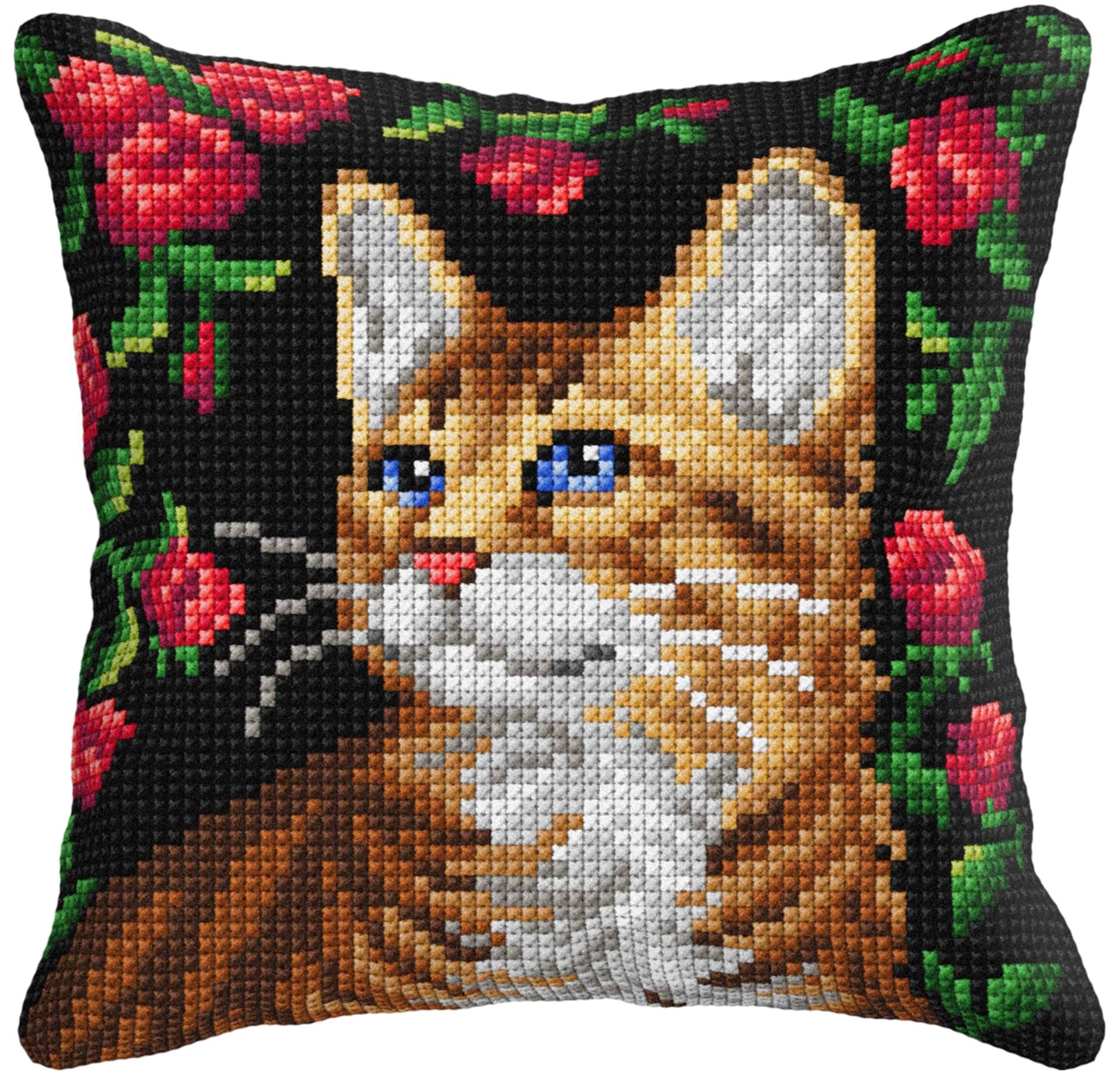 Orchidea - Cushion Cross Stitch Kit - Cat - Printed Canvas - 4.5 Count - for Adults - 99035, 40 x 40cm