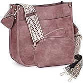 HKCLUF Crossbody Bag Purse for Women 2PCS/Set Leather Hobo Handbag Wallet Set With 2Adjustable Guitar Strap Shoulder Bag | Purse, 2PCS/Set, Leather, Wallet Set, Purse