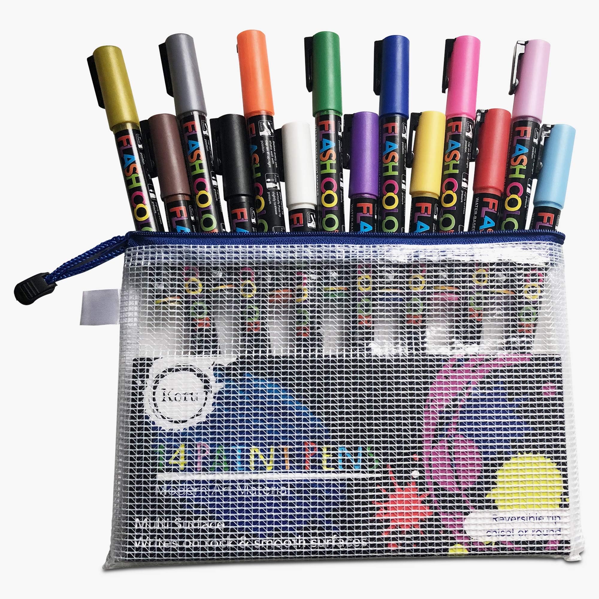 Paint Pens - Acrylic Paint Markers by Koru Artist. Useful Zip Lock Bag Included. Great for Rock Painting, Stone, Ceramic, Glass, Wood.