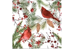 Gift Boutique - 100 Christmas Cardinal Cocktail Beverage Napkins 3 Ply Disposable Paper, Decorative Elegant Holiday Xmas Red Cardinals Birds, Napkin for Winter Wedding Party Supplies Tableware Decor