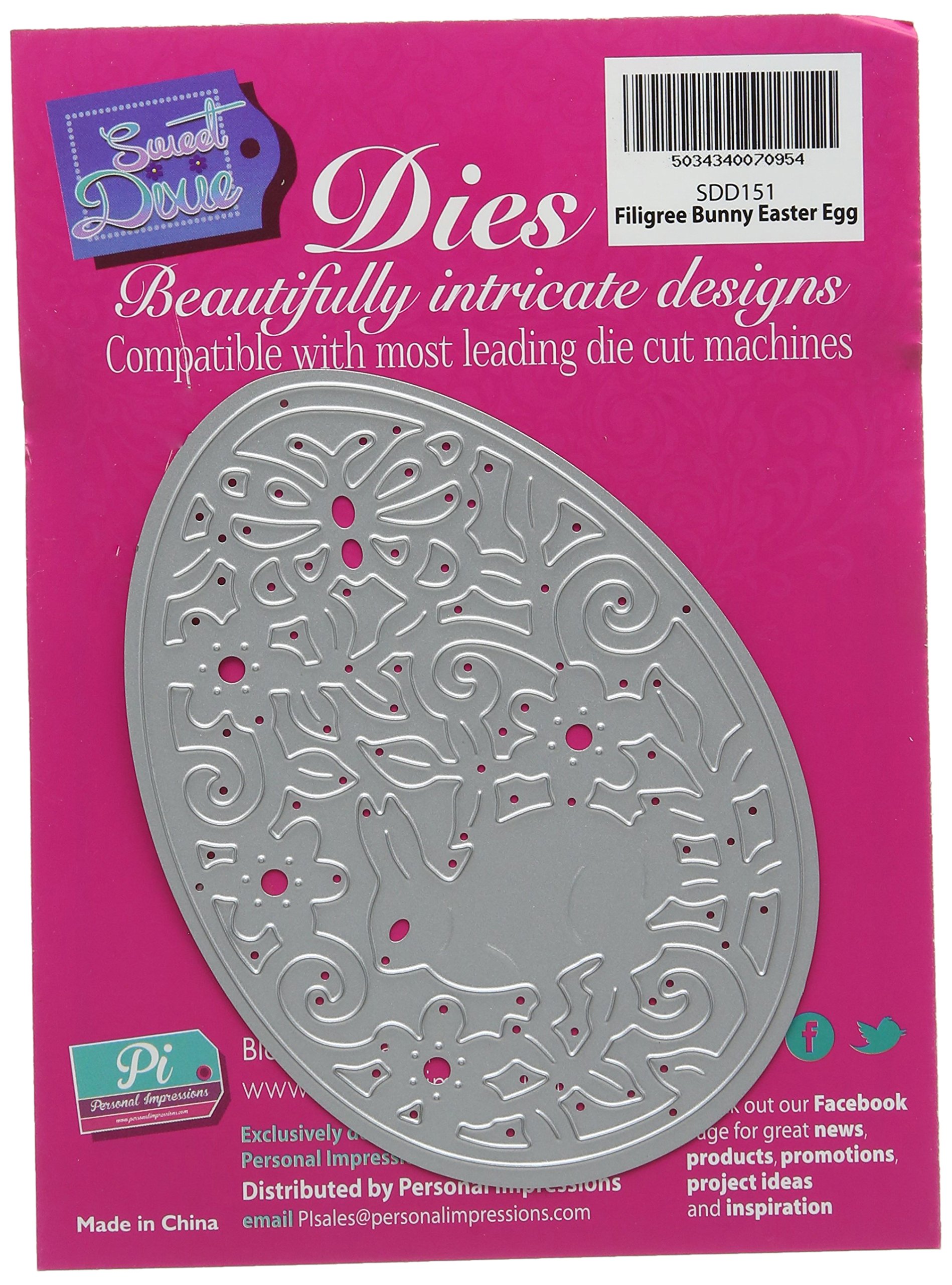 Sweet Dixie Filigree Bunny Easter Egg Die, Metal, Grey, 20.2 x 12.8 x 0.8 cm