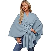 PULI Women's Elegant Shawl Wraps Soft Open Front Poncho Sweater for Spring Fall Winter