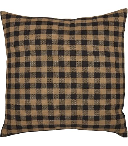 VHC Brands Rustic Patchwork Throw Pillow – 12x12, Green/Tan/Red, Cotton, Thanksgiving Farmhouse Decor
