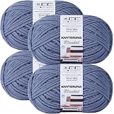 Knyteruna #6 Super Bulky Blanket Yarn for Crocheting - 4 Skeins(Each 10.5oz/300g, 220yds/201m), Chunky Chenille Thick Plush Big Soft Yarn for Crocheting Knitting Blankets, Blue Gray