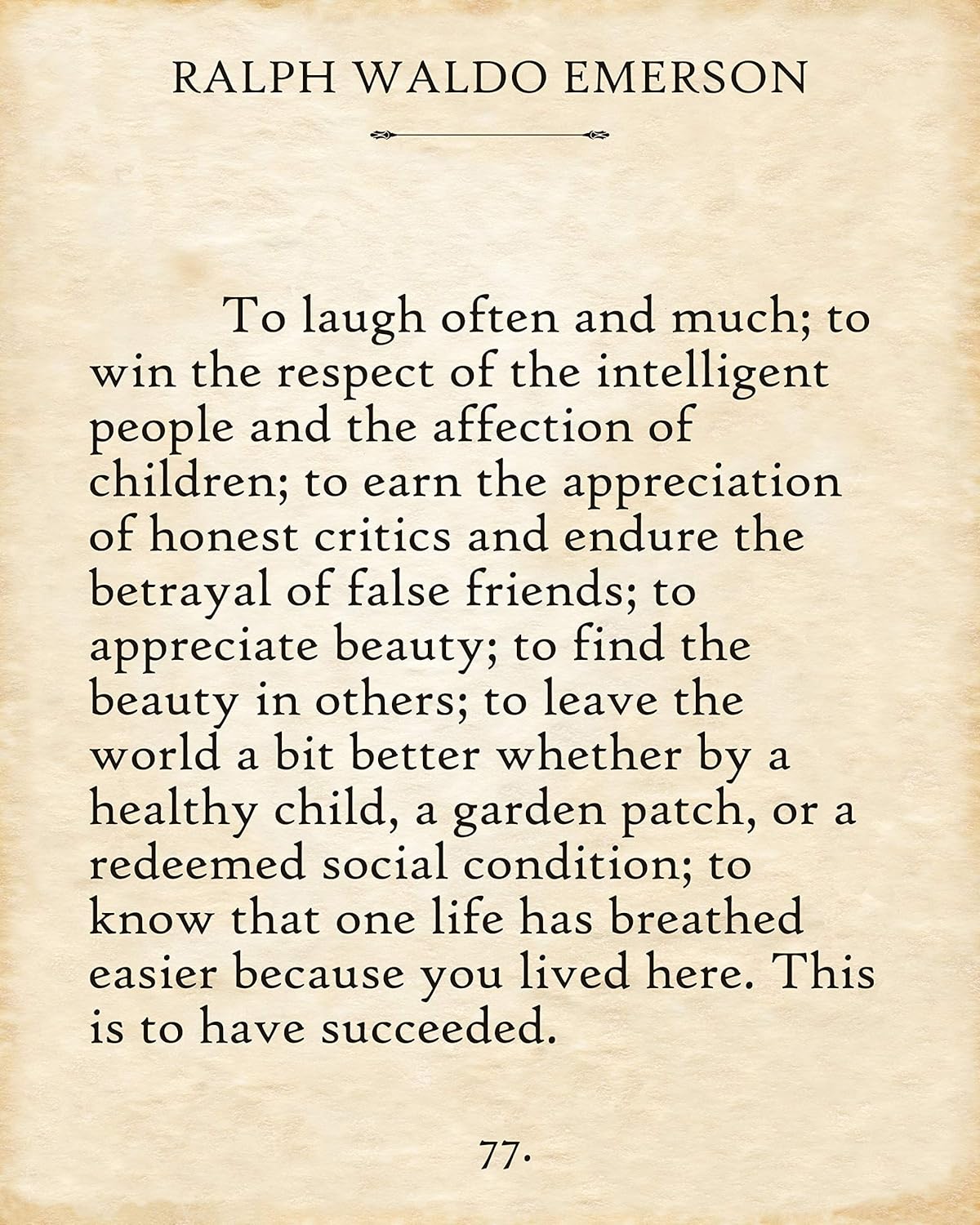 Amazon Com Canvas Ralph Waldo Emerson To Laugh Often And Much Choose Unframed Poster Or Canvas Great Motivational And Inspirational Gift And Decor Under 30 Handmade