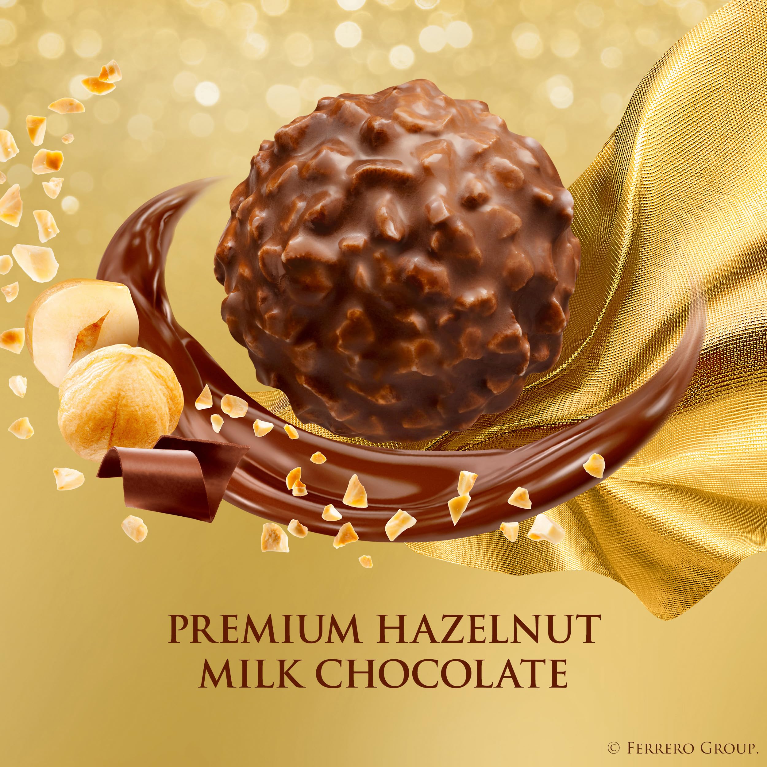 Ferrero Rocher, Premium Milk Chocolate Hazelnut, Individually Wrapped, Chocolate Gift Box, 16 Count, 7 oz