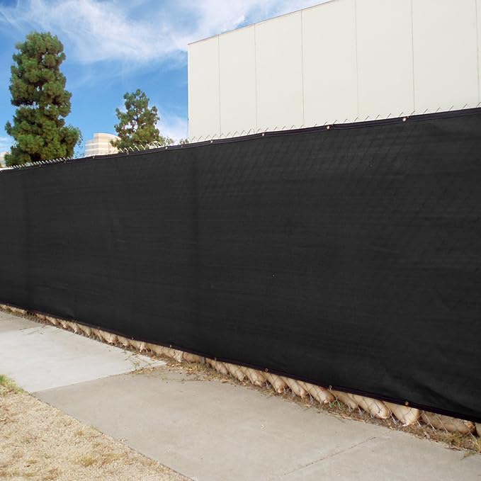 Fencescreen Brand 50' Black Windscreen Fence Screen Mesh Privacy Fabric Premium Fence Cover