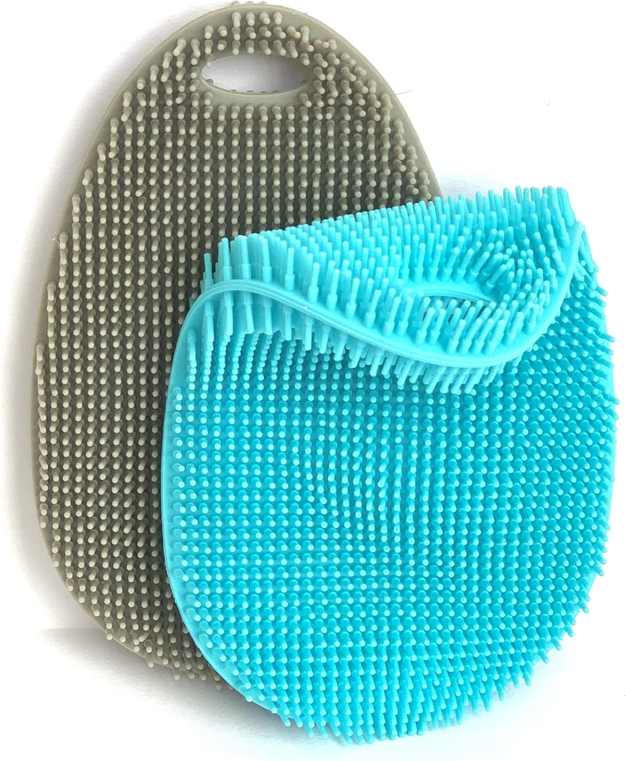 Asiopphire Double Sided Silicone Scrubbing Sponges - Odor and Germ Resistant Food Grade Washing Pads for Food, Dishes, and Baby Bottles. Dish Washer Safe, Long Lasting Design. 2 Sizes, 2 Pack