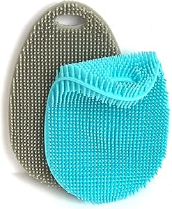 Asiopphire Double Sided Silicone Scrubbing Sponges - Odor and Germ Resistant Food Grade Washing Pads for Food, Dishes, and Baby Bottles. Dish Washer Safe, Long Lasting Design. 2 Sizes, 2 Pack