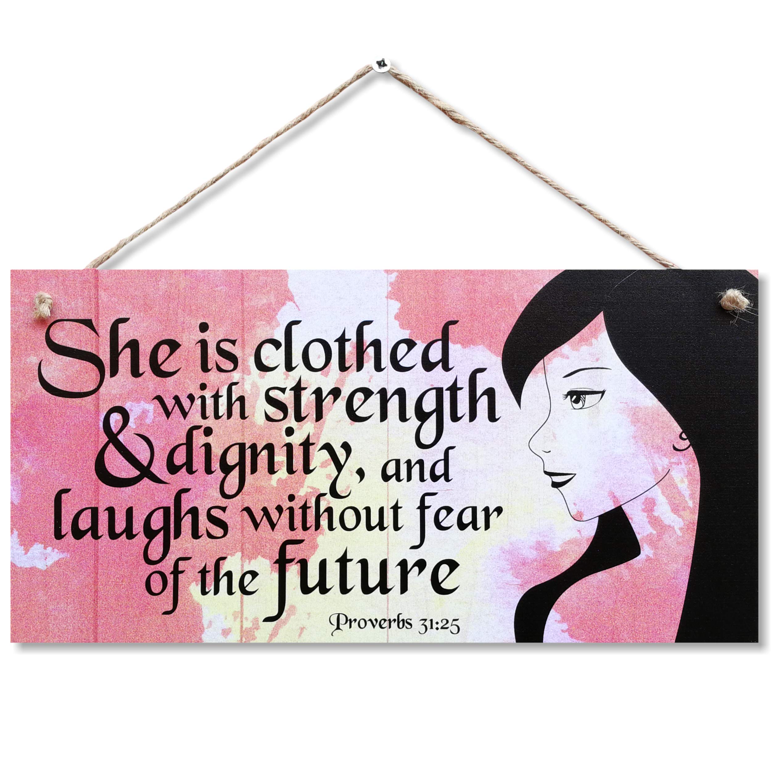 CARISPIBET She is clothed Home signs Religious sign motivation and inspirational signs home decoration wall art 6" x 12''