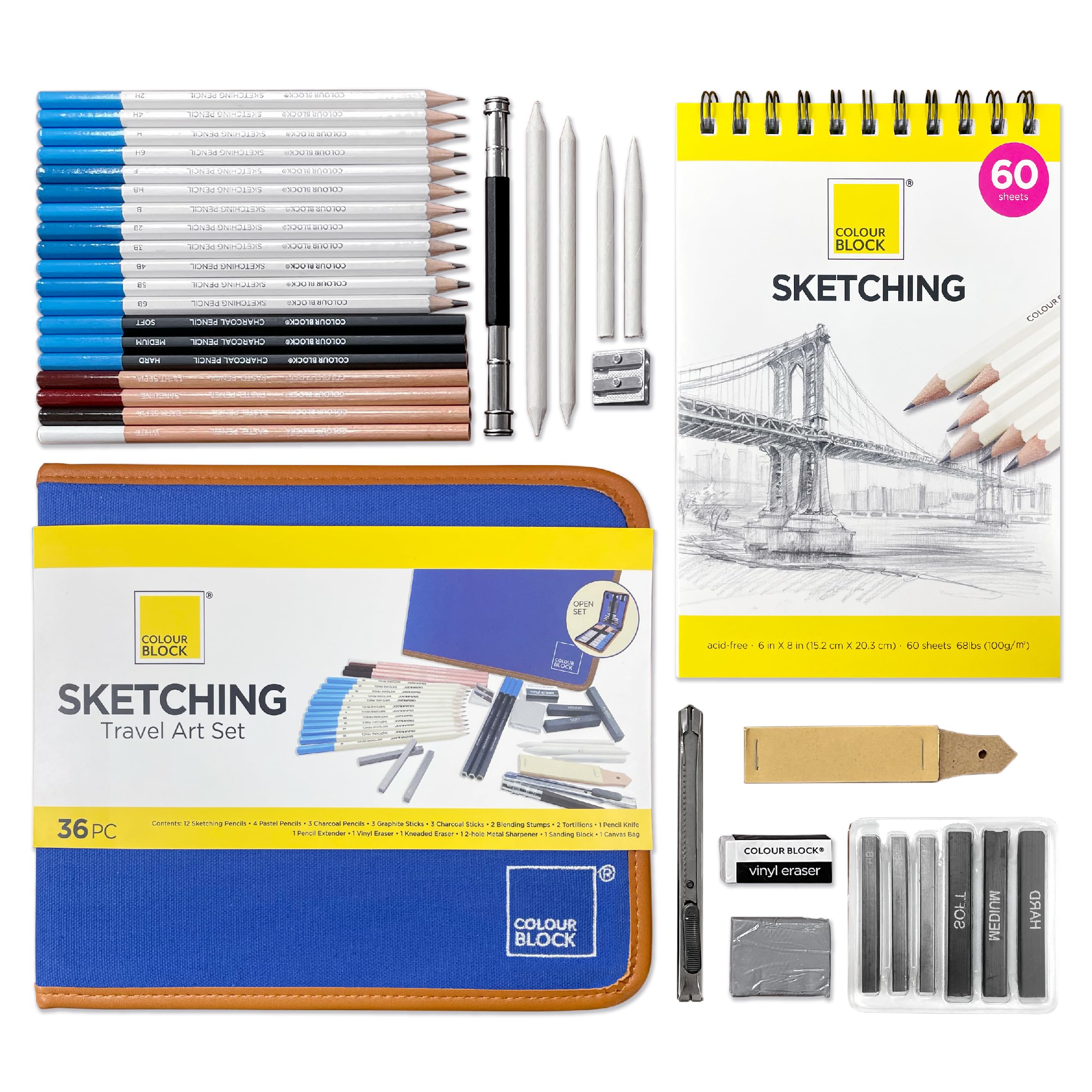 COLOUR BLOCK COLOUR BLOCK Drawing Pencils & Kits-Art Supplies for Kids, Teens, Adults-Colored Pencils, Charcoal, Pastels, Sketch Books for Artists, Anime Drawing, Architecture