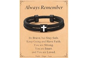 Shonyin Adjustable Faith Cross Bracelet for Teen Boys, Confirmation First Communion Easter Gift for Son, Grandson, Nephew, Brother, Bonus Son, Brother-in-law 6-21 Years Old