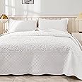 MarCielo 3-Piece 100% Cotton Oversized Bedspread Lightweight Quilt Coverlet Embroidery Farmhouse Bedding Set T0 (Bright White, Queen (100"x106"))
