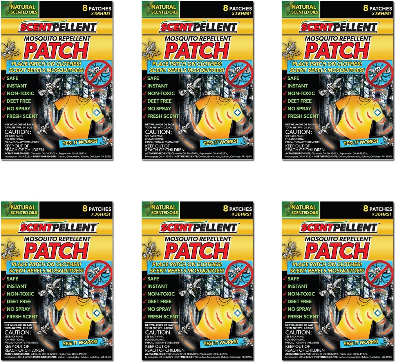 36 Hour Mosquito Repellent Patch - Non Toxic, Deet Free, No Spray. Great for Camping, Boating, Fishing, Summer Sports. Place Patch on Clothing, Shoes, or Hats. (48-Patches)