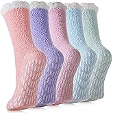 SDBING Non Slip Fuzzy Socks with Grips for Women - Hospital Slipper Socks