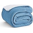 Bedsure Sherpa Fleece Washed Blue Throw Blanket for Couch - Thick and Warm, Soft Fuzzy Plush Throw Blanket for Winter, 50x60 Inches