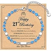 IKIATY 6-21 Years Old Girls Birthday Gifts, Tiny Beaded Bracelets Gifts for Daughter Granddaughter Niece Friends with Happy 6th-21st Birthday Card