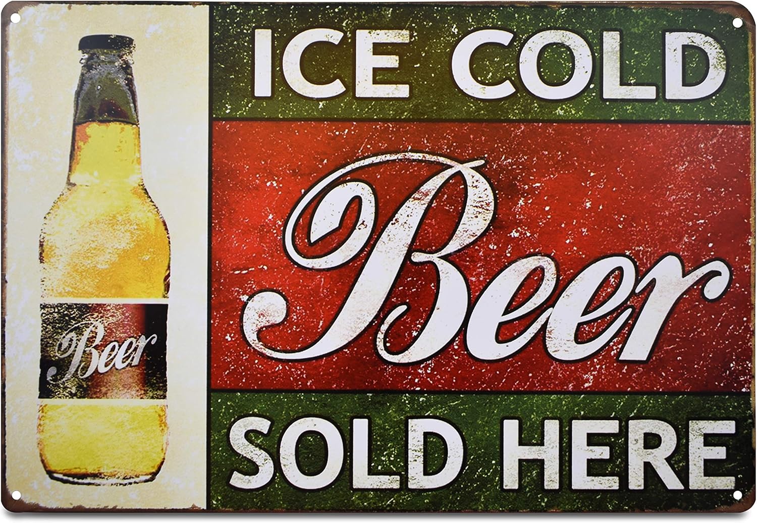 K&H Ice Cold Beer Sold Here Retro Metal Tin Sign Posters Café Bar Pub Restaurant Wall Decor 12X8-Inch