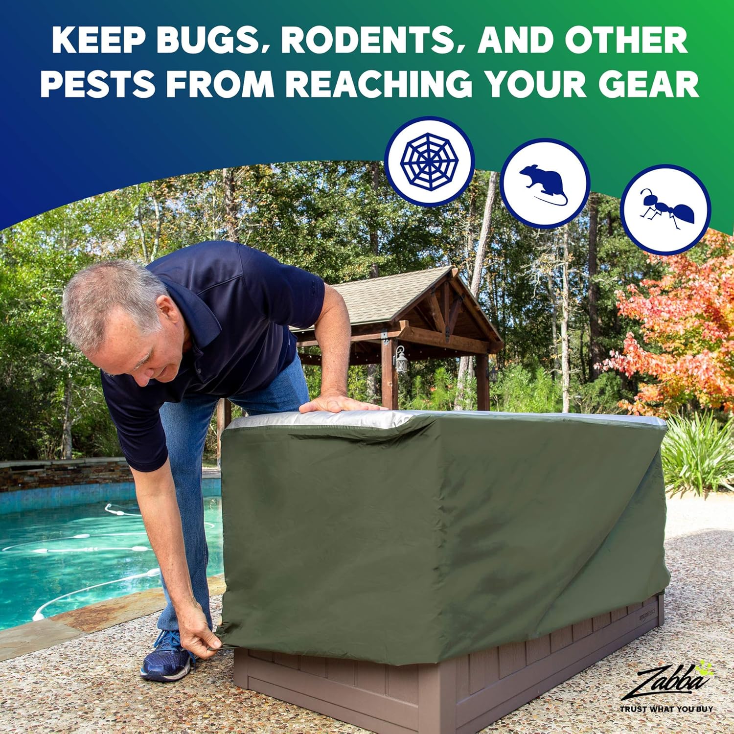 YardStash Deck Box Cover - Heavy Duty Outdoor Storage Box Cover, All Weather Covers for Deck Boxes, Protects from Rain, Wind, Snow, and Pests - UV Protected 210D & Heat Shielding 600D Fabric – XL – Green: Home Improvement