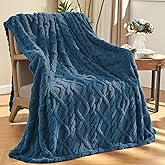 KMUSET Navy Fleece Throw Blanket 50 x 60 Inches,Super Soft Fuzzy Cozy Blue Blanket for All Season
