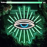Evil Eyes Neon Signs for Wall Decor, Dimming LED Green Goth Eyes Neon Signs, Bohemian Wall Decor Witchy Decor USB Neon Wall Signs for Bedroom Meditation Decor Charm Gift Unique Home Christmas Gift(11.8x13in)