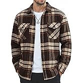 MAGNIVIT Flannel Shirt for Men Brushed Cotton Plaid Shirt Jacket Spring Fall Casual Long Sleeve Button Down Shacket 2 Pockets