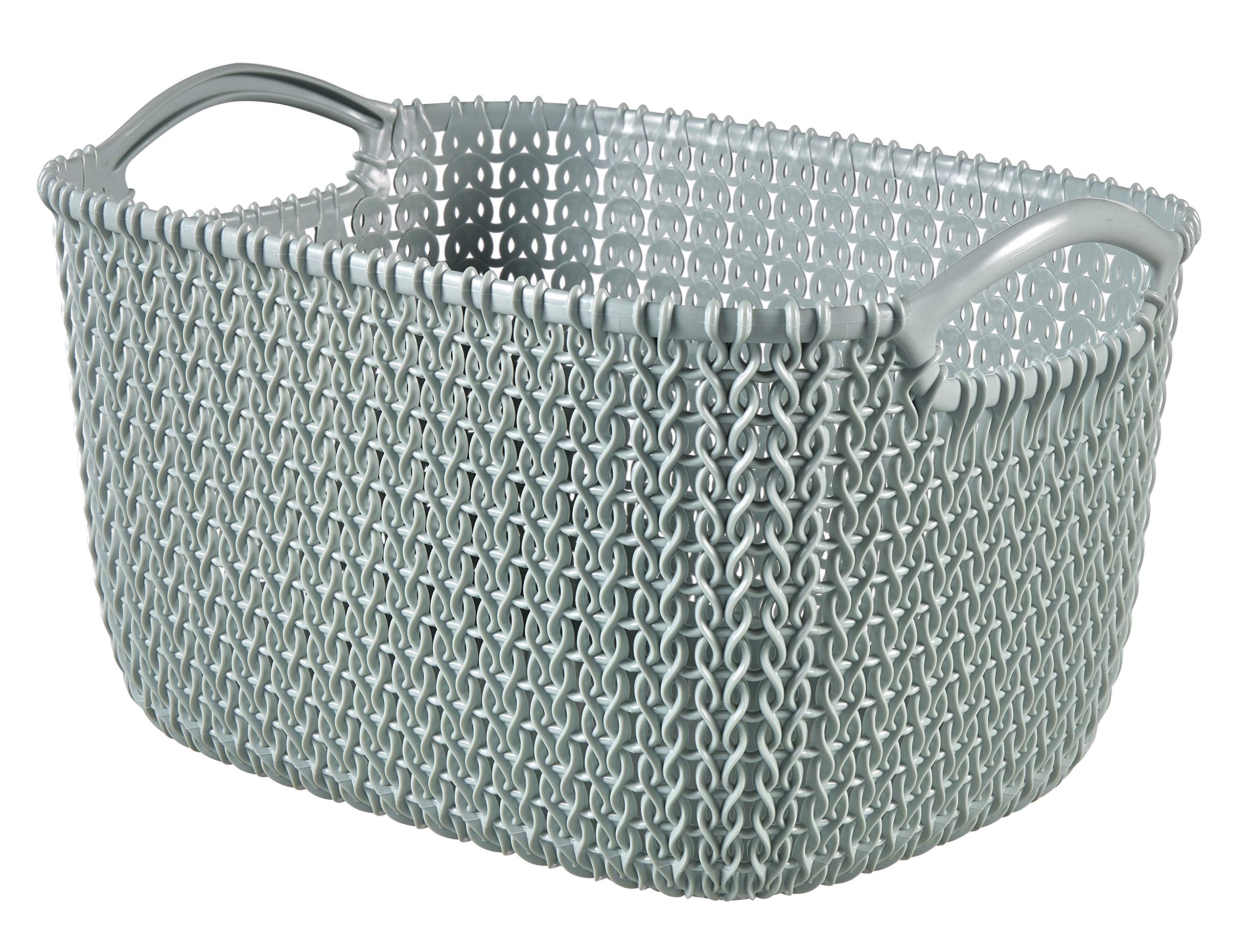 CurverKnit Medium Rectangular Storage Basket, Misty Blue, 8 Litre