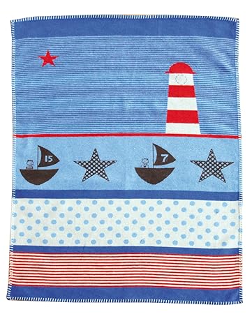 David Fussenegger 65652070 Lena BW Kinderdecke 100% kbA (GOTS) - Leuchtturm, circa 75 x 100 cm