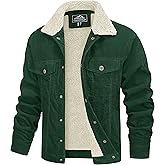 MAGCOMSEN Men's Corduroy Jacket Winter Sherpa Lined Warm Thick Trucker Cargo Coat with 5 Pockets
