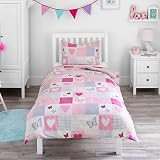 Bloomsbury Mill Cot Bed Duvet Cover Set Pink Hearts Butterflies 120x150cm