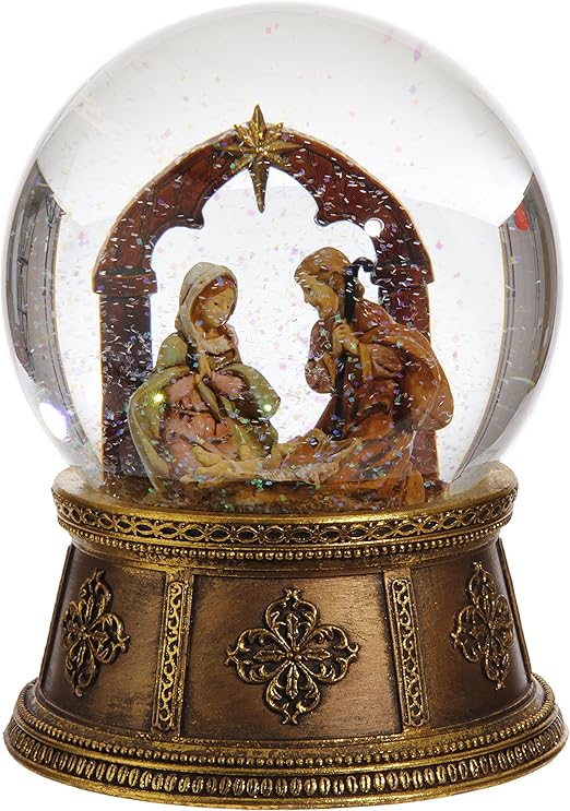 RAZ Imports Holy Family Nativity Musical 6.5 Inch Christmas Snow Globe