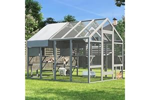 TIMHAKA Cat Catio, Large Catio Outdoor Cat Enclosure for Multiple Cats with 7 Platforms, 2 Resting Box and 2 Bridges, Wooden Feral Cat Shelter with Waterproof and UV Proof Canopy, 71 x 71 x 97 inch