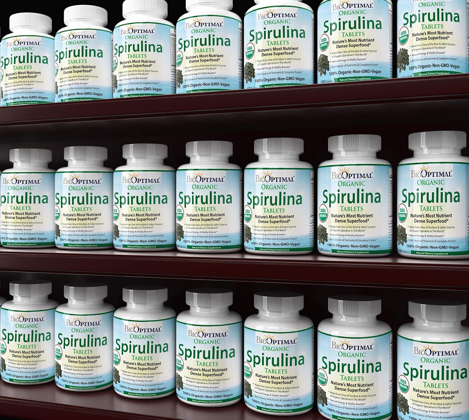 Organic Spirulina Tablets, 100% USDA Organic, Premium Quality 4 Organic Certifications, Non-GMO, No Additives Capsules or Fillers, 120 Count 1 Month Supply: Health & Personal Care