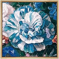 SIGNWIN Framed Canvas Wall Art Blue and White Carnations Floral Flower Oil Painting Impressionism Modern Closeup Expressive for Living Room, Bedroom, Office - 16