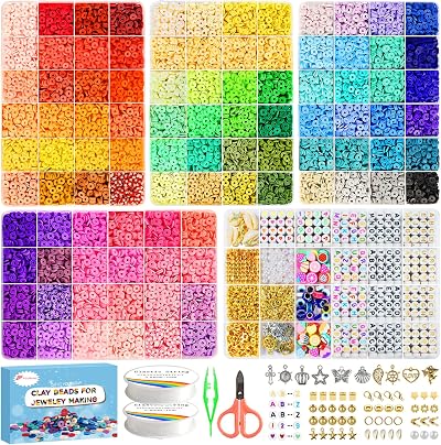 Fournine 18000 Pcs Clay Beads Kit 96 Colors 5 Boxes Bracelet Necklace DIY