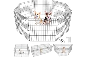 PET REPUBLIC Pet Dog Playpen 24/30/36/42/48 Inch Metal Portable Dog Exercise Pen Indoor Outdoor Folding Yard Puppy Dog Fence for Small Medium Large Dogs 8 Panel