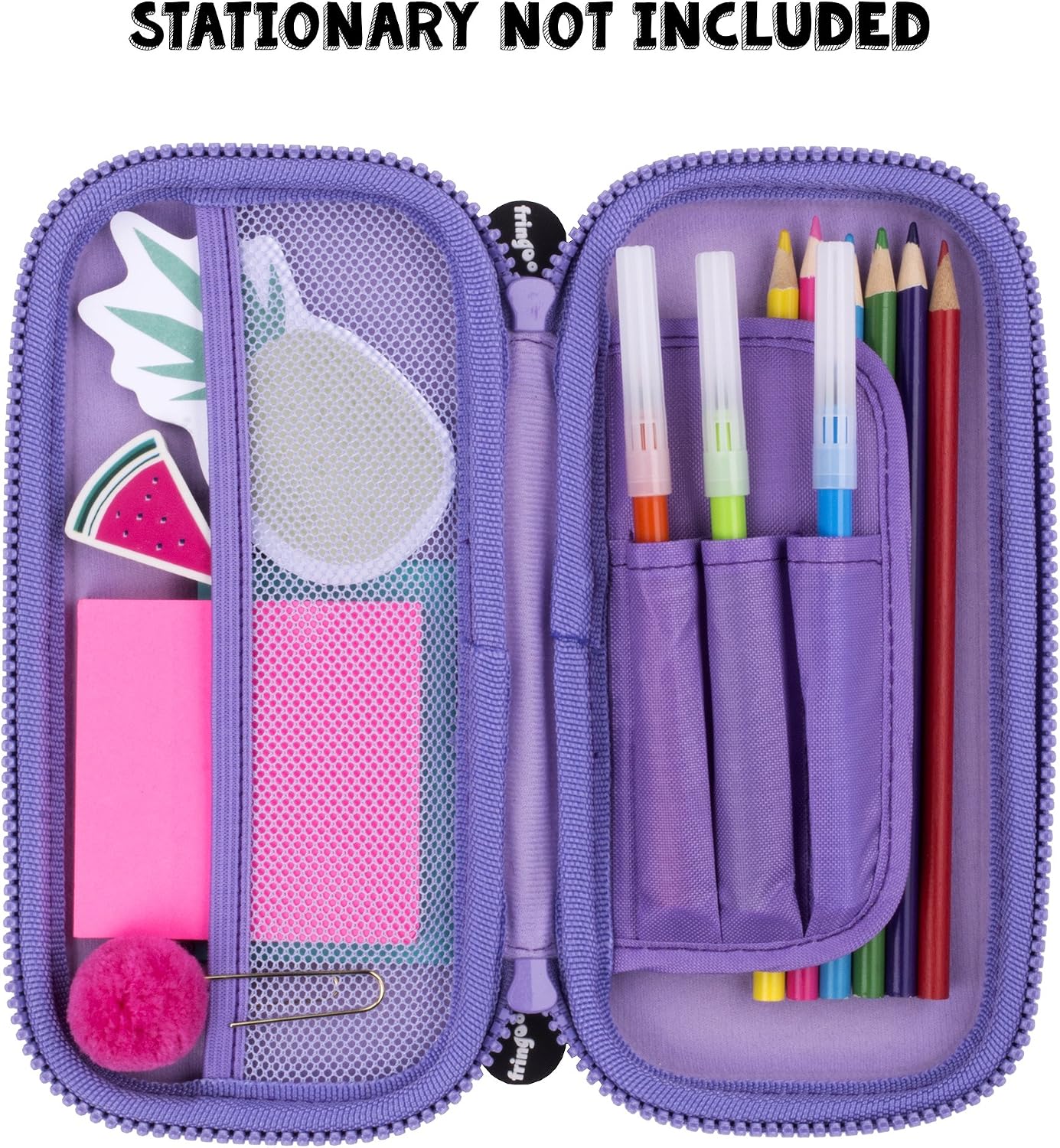 Fringoo® Kids Pencil Case Hardtop Embossed Cover Double Zipper Pencil Holder Stationery Organiser Funny Novelty Unique Unicorn Design (Pandacorn) - Image 5