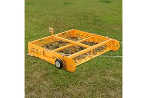 POPMOON 2-in-1 Horse Paddock Cleaner, Manure Fork & Tow Behind Trailer, Upgrades from Manure Scoop, Yard Sweeper for Horse Manure - Heavy Duty Drag Manure Collector for Paddock, Pasture