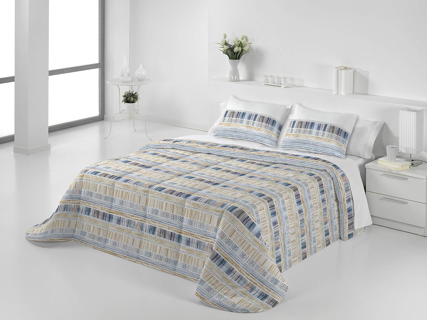 Ameublement Et Decoration El Tintorer Couette Confort Lune Reversible Cama 90 Cm Bleu Linge De Lit Et Oreillers Boutis